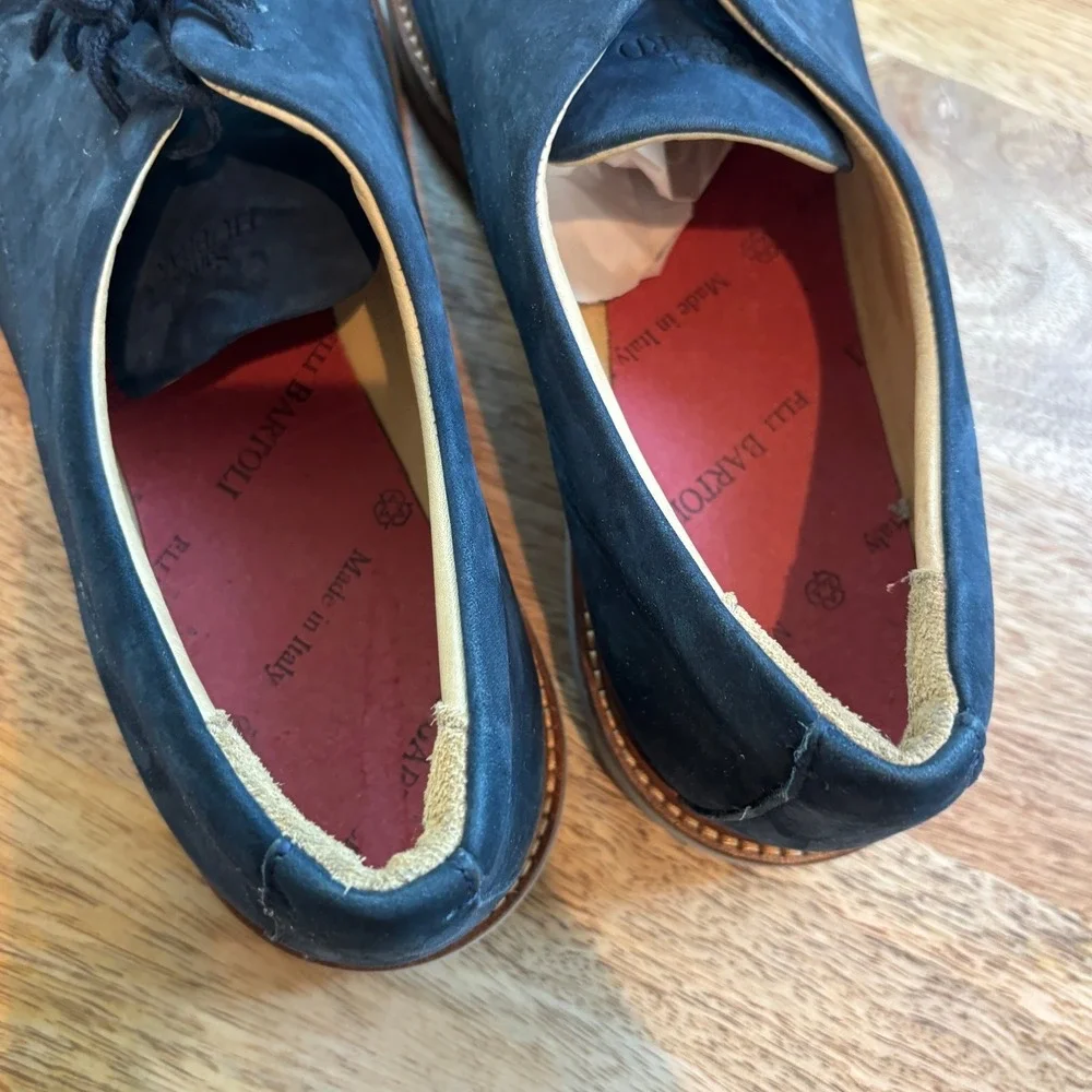 Samuel Hubbard Navy Suede Leather Vibram Sole Oxford Dress Shoes 10.5